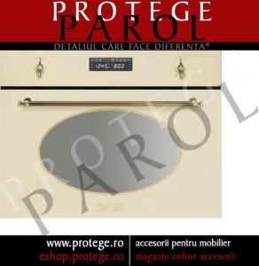 Cuptor microunde combinat incastrabil, 60 cm/inaltime 45cm, crem/ butoane alama, SMEG Italia, Linia Coloniale, S845MCPO9