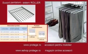 Suport pantaloni extractibil cu prindere sub polita, corp lat 400mm, gri aluminiu, Sistem ROLLER, ISP.150005402+ICS.152002086