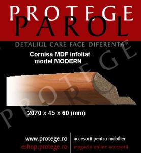 Cornisa MDF infoliat, finisaj lucios, frezare Modern; 2 ml, pret/bucata