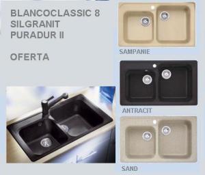 Chiuveta Blancoclassic 8 Silgranit PuraDur II, culori: SAND, ANTRACIT, SAMPANIE-oferta