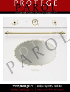 Cuptor electric multifunctional, 60 cm, albe/ butoane aurii, SMEG Italia, Linia Coloniale, SC800B-8