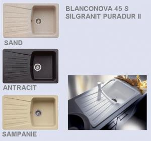 Chiuveta Blanconova 45S reversibila, Silgranit PuraDur II culoare SAND, ANTRACIT, SAMPANIE-oferta
