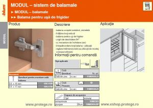 Balama Blum-Modul 94 grade usa frigider+placuta montaj in cruce cu eurosuruburi , inaltare 0, pentru usa aplicata