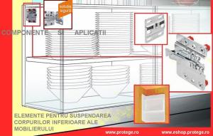 Set 807- elemente stanga -dreapta si capace, pentru suspendarea corpurilor inferioare de mobilier (Camar Italia)