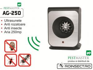 Aparat cu ultrasunete impotriva soarecilor, gandacilor si altor insecte taratoare - Pestmaster AG250 - 250 mp