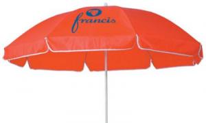 Umbrela de plaja cu 8 clini rosii si suport metalic