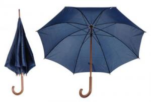 Umbrela albastra  manuala cu 8 clini si maner din lemn