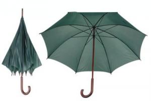 Umbrela  verde manuala cu 8 clini si maner din lemn