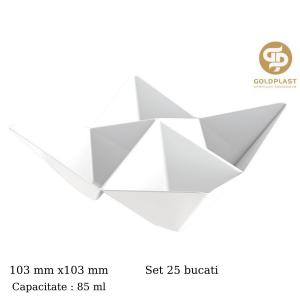 Set 25 boluri servire aperitive Origami-alb