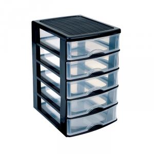 Organizator plastic cu  5 sertare Guadiana Negru