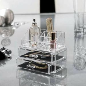 Organizator transparent cosmetice cu 2 sertare