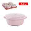 Oala cuptor microunde rotund -1,5 l - rosa palo