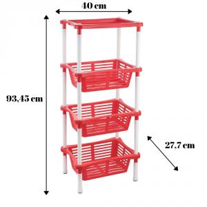 Etajera baie, bucatarie cu 4 niveluri Grotto mix-rosu
