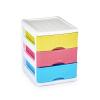 Organizator plastic, cu 3 sertare, impletitura tip ratan,13,5x17x17 cm, Albcolor, Turia, Happymax