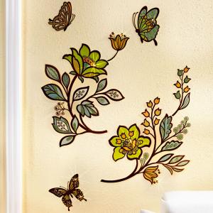 Decoratiune autocolanta perete Flori si fluturi