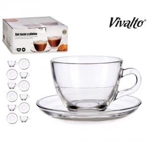 Set 6 cesti sticla cu farturii pentru cafea 220 ml. Serviciu cafea 12 piese