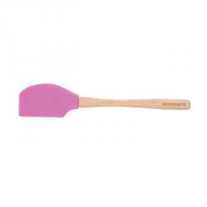 Spatula din silicon cu maner de lemn-roz