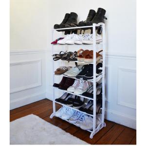 Suport pantofi, cu 7 rafturi, pentru 21 perechi, 50x16x96 cm, alb, Happymax