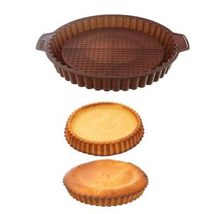 Forma de silicon pentru tarte, blat de tort, pasca, 27x4 cm, maro, Happymax