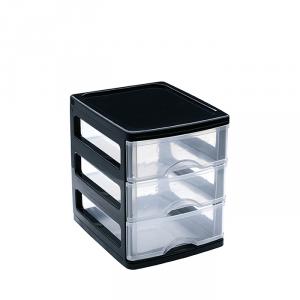 Organizator plastic cu 3 sertare Turia Negru