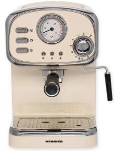 Espressor cafea Heinner HEM-1100CR, 1100 W, 15 bari, rezervor 1.25 litri, crem