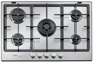 Plita pe gaz incorporabila Whirlpool GMF 7522 IXL, 73 cm, 5 zone, gratare din fonta, inox iXelium