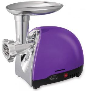 Tocator de carne Heinner MG1600TA-UV, 2 kg/min, cutit inox, 1600 W, inox - violet