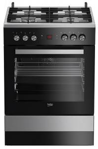 Aragaz Beko FSM62530DXMS, mixta, 60 cm, gratare fonta, 4 arzatoare,grill, timer, negru - inox