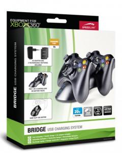 Accesoriu gaming Speedlink Bridge USB Charging System Gamepad pentru Xbox 360 Black