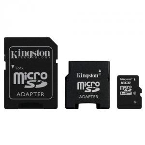 Card Secure Digital 16GB microSDHC Class 4 w/2 Adapters