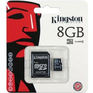 Card memorie Kingston MicroSDHC 8GB Clasa 4 + Adaptor SD