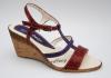 Sandale dama cu platforma din piele naturala rosu cu mov -