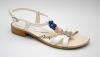 Sandale dama din piele naturala (albe cu floricele) -