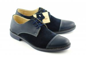 Pantofi bleumarin barbati casual - eleganti din piele naturala