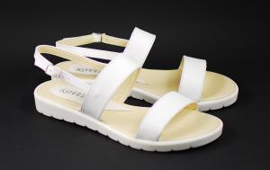 Sandale albe dama din piele naturala cu platforma joasa - cod ROV20S