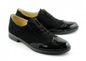 Pantofi negri barbati casual - eleganti din piele naturala (varf lacuit)