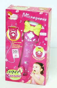 Microfon roz de jucarie - suport mp3 cu sunet de aplauze