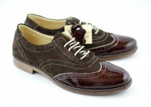 Pantofi maro barbati casual - eleganti din piele naturala (varf lacuit)