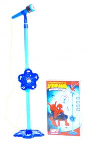 Microfon de jucarie Spiderman pentru copii cu amplificator voce si inaltime ajustabila 5837