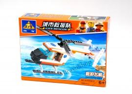Jucarie constructiva Kazi - Elicopter de salvare 108 piese, joc compatibil lego