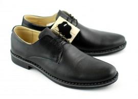 Pantofi negri barbati casual - eleganti din piele naturala
