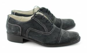 Pantofi barbati piele naturala (Intoarsa) casual-eleganti / Pantofi piele intoarsa Gri inchis Made in Romania