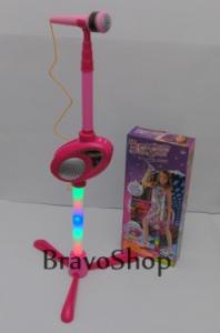 Microfon de jucarie pentru copii, cu amplificator voce, lumini si inaltime ajustabila