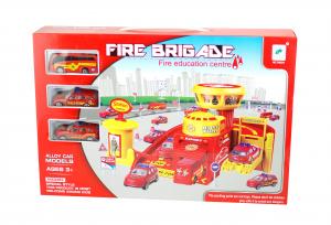 Statie de pompieri cu masinute pentru copii - Circuit educativ de jucarie