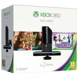 Consola Xbox360 4Gb Cu Kinect Sensor Plus Kinect Adventures Si Kinect Sport Ultimate Collection Plus 1 Luna Xbox Live Gold