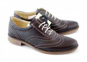 Pantofi maro barbati casual &amp; eleganti din piele naturala perforati