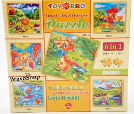 Joc puzzle 6 in 1 - (6 modele diferite) - Desene animate, Animale, Vietuitoare ocean, Insecte, Mancare, Mobila