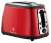 Prajitor Russell Hobbs gama Cottage Red. Un toaster rosu metalizat, din otel inoxidabil, cu functie pentru anulare, control ajustabil al rumenirii si fante extra-late. 900 W