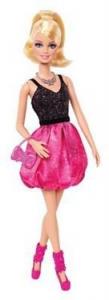 Papusa Barbie Fashionistas Party Glam Doll Barbie Black/Pink Dress