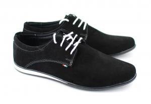 Pantofi negri barbati sport - casual din piele naturala intoarsa mas. 40 - LICHIDARE DE STOC!